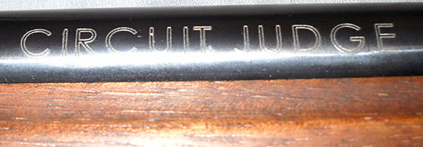 detail, Circuit Judge model name barrel marking